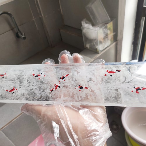 Transparent Water Ink Painting Koi Fish Keyboard Wrist Rest, Artisan Clear Resin Koi Fish keyboards Hand Rest, For PC laptop Office.