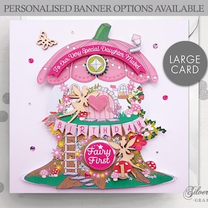 Carte d'anniversaire fée personnalisée, carte d'anniversaire petite-fille, anniversaire nièce, carte fille, 1er anniversaire, première fée, quatrième fée