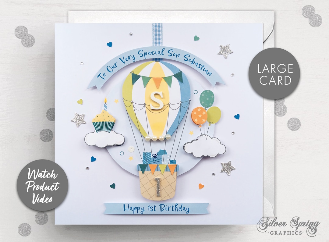 Personalised First Birthday Card, Grandson Birthday Card, Nephew Card ...