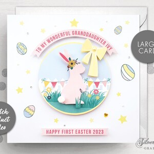 Carte de Pâques personnalisée, petit-fils, petite-fille, nièce, neveu, première carte de Pâques, lapin de Pâques, oeuf de Pâques, Pâques