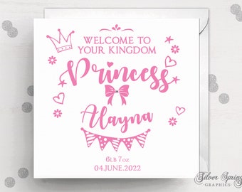 New Born Card, Personalised Baby Card, Congratulations Card, New Baby Card, Baby Girl Card, Princess Card, Welcome to the World, Princess