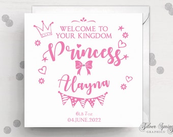 New Born Card, Personalised Baby Card, Congratulations Card, New Baby Card, Baby Girl Card, Princess Card, Welcome to the World, Princess