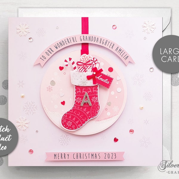 CLEARANCE ITEM Personalised First Christmas Card, Daughter, Granddaughter, Niece, Goddaughter, Sister, Christmas Card, Grandparent, Stocking