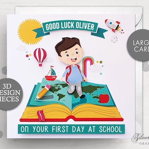 Carte personnalisée Rentrée scolaire, Carte Rentrée scolaire, Grande carte, Carte livre, Carte porte-bonheur, Carte premier jour, Carte scolaire