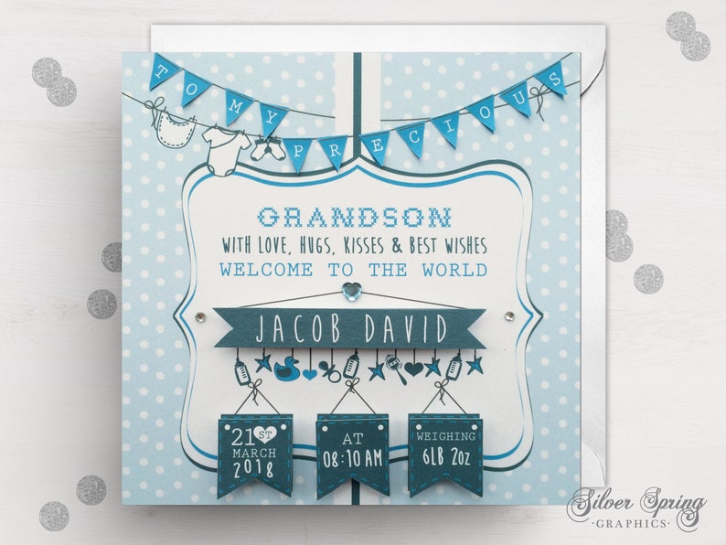 Personalised Baby Card Baby Brother Card New Baby New Baby Card Son Card Grandson Birth Card Nephew Card Baby Boy