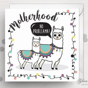 Carte de fête des mères, maternité, carte de lama, carte mignonne, carte drôle, pas de problème, carte comme une maman avec moi, carte de belle-mère, future maman