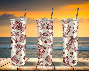 Tiki Tumbler Wrap Sublimation Design, 20 oz Skinny Tumbler Wrap, Digital Download PNG