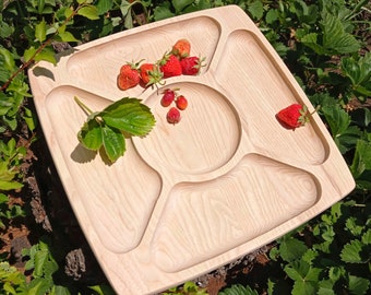 Natural Wood Serving Dish,Wooden Appetizer Plate,Wooden Cheese Dish,Decorative Breakfast Tray,Solid Wood Tray,Wooden Meat Dish