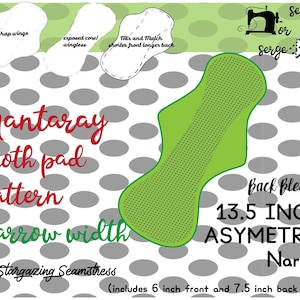 Cloth Pad Pattern bundle, Mantaray wrap wing, Back bleeder pad, Sewing tutorial, Serged Pad, PDF Sewing Pattern, Narrow Teen Tween width