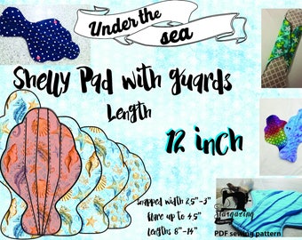 Flow guard Cloth Pad Pattern, Shelly, Sewing tutorial, Sea shell PDF Sewing Pattern 12inch Pad