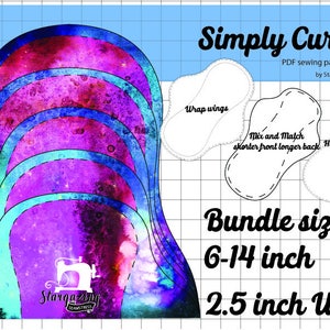 Cloth Pad Pattern, Simply Curvy, Sewing tutorial, Serged Pad, PDF Sewing Pattern 5 sizes bundle 2.5 inch Snapped Width