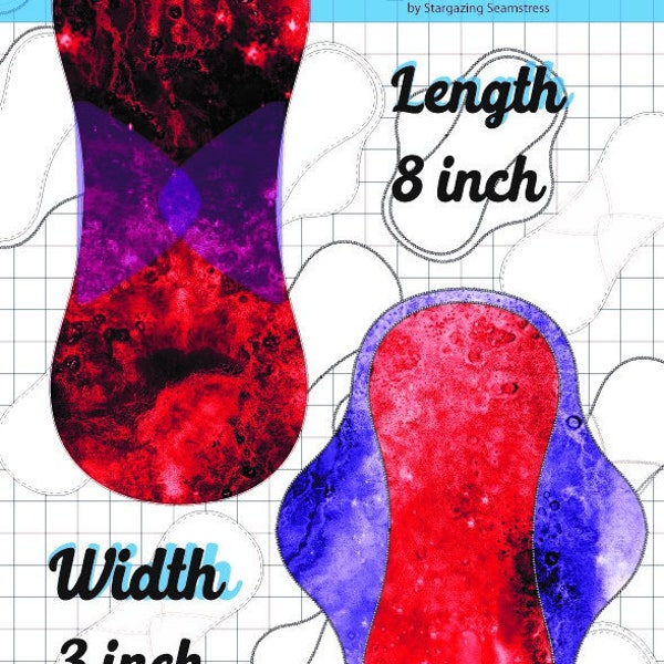 Cloth Pad Pattern, Simply Curvy, Sewing tutorial, Serged Pad, PDF Sewing Pattern 8inch x 3 inch Snapped Width