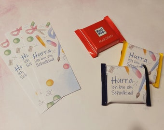 20 x Banderole Chocolate Hurray I am a schoolchild - Gift Give Away Enrollment 1st school day