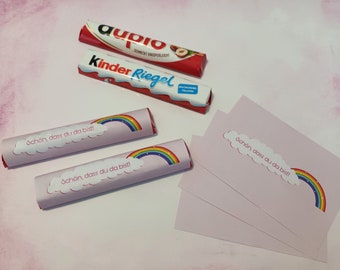 50 x Banderole Duplo & Children’s Bar Rainbow Pink - Give Away Baptême Anniversaire Naissance Baby Shower