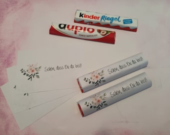 50 x Banderole Duplo & Kinderriegel Eukalyptus Blume - Give Away Taufe Konfirmation Hochzeit Geburtstag