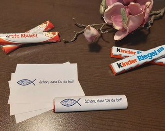 25 x Banderole Duplo & Kinderriegel - Fisch Blau - Give Away Taufe Konfirmation