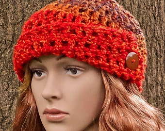 Crochet Hat, Women’s, Teens, Buttoned Cloche, Accessories, Ready to Ship, Gift for Her