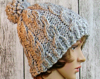 Knitting Pattern, Twisted Cable Hat, Super Bulky Yarn, Instant Download, Women's, Teens, Knit Hat, Accessories, Flat Knit