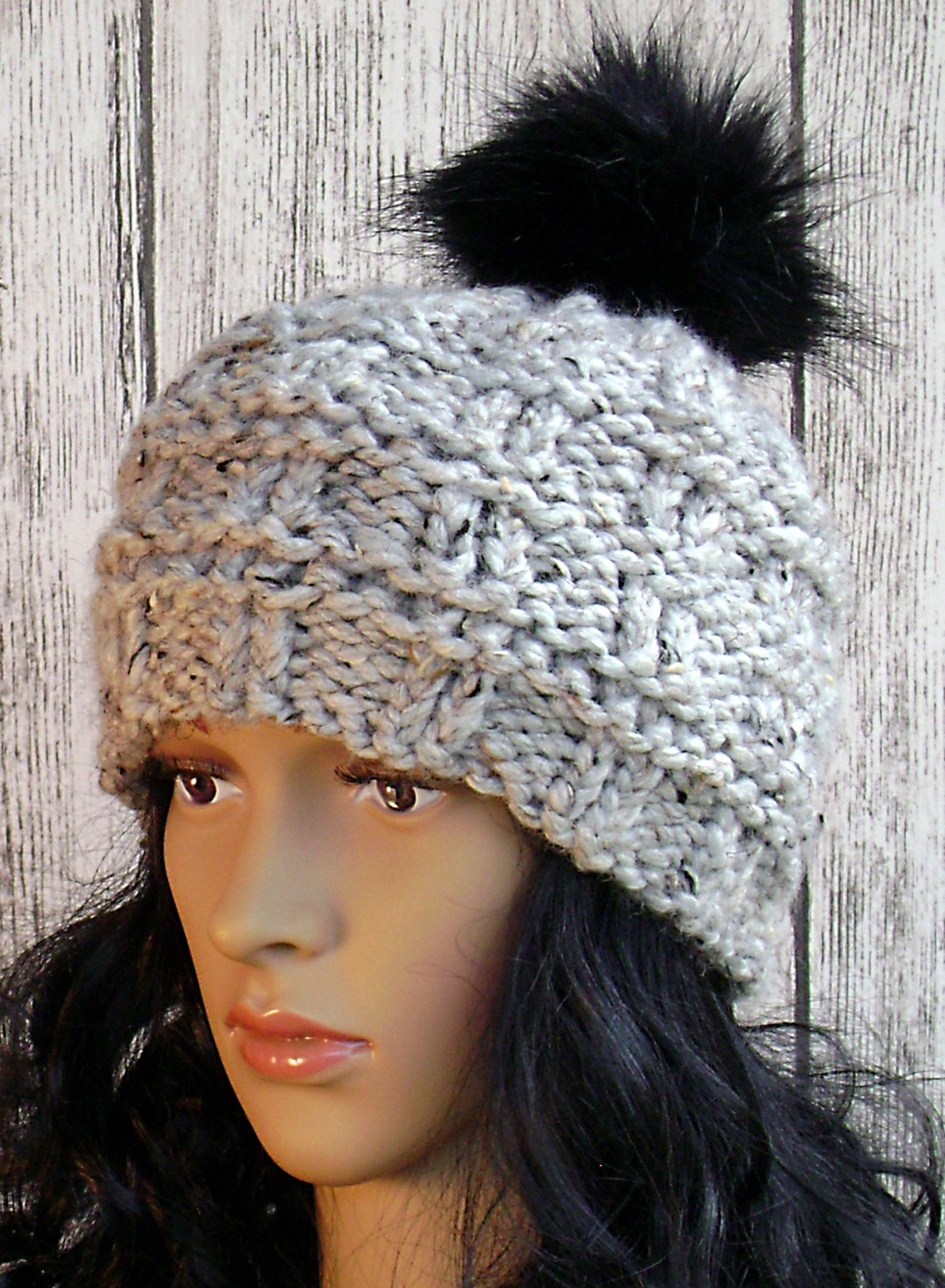 Knitting Pattern, Ribbed Hat, Super Bulky Yarn, Instant Download, Women