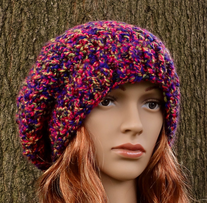 Crochet Hat, Womens, Teens, Slouchy Hat, Accessories, V-Stitch, Ready to Ship, Gift for Her image 2