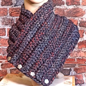 Crochet Pattern #25, Button Scarf, Cowl, Neck Warmer, Instant Download, Simple to Make, One Skein, Gift Idea