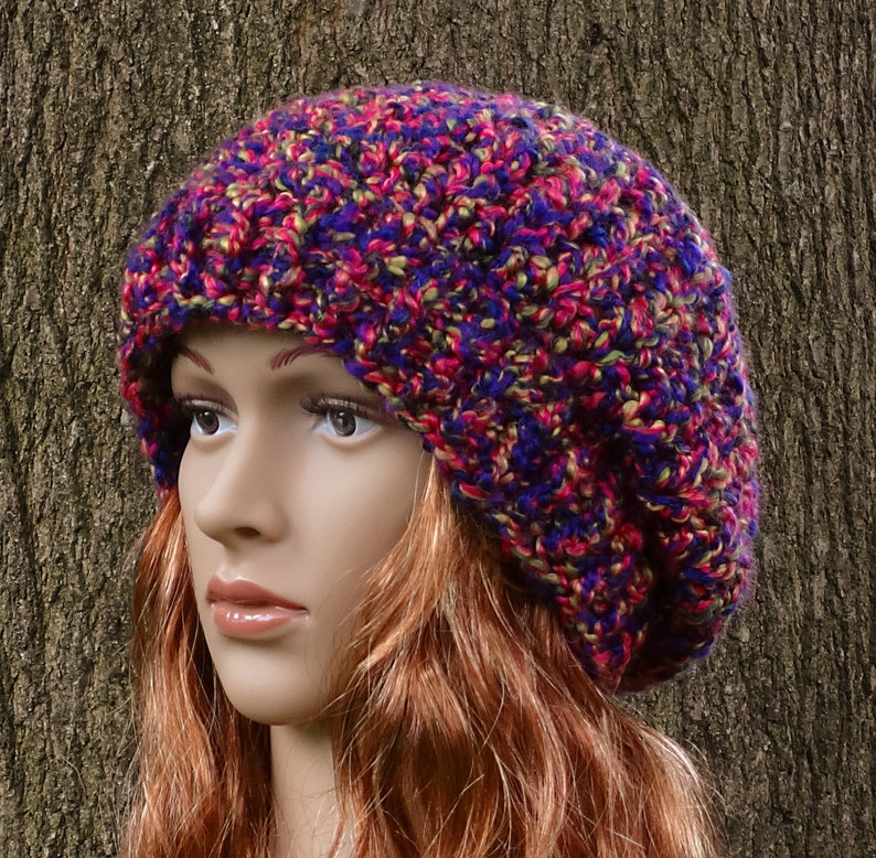 Crochet Hat, Womens, Teens, Slouchy Hat, Accessories, V-Stitch, Ready to Ship, Gift for Her image 1