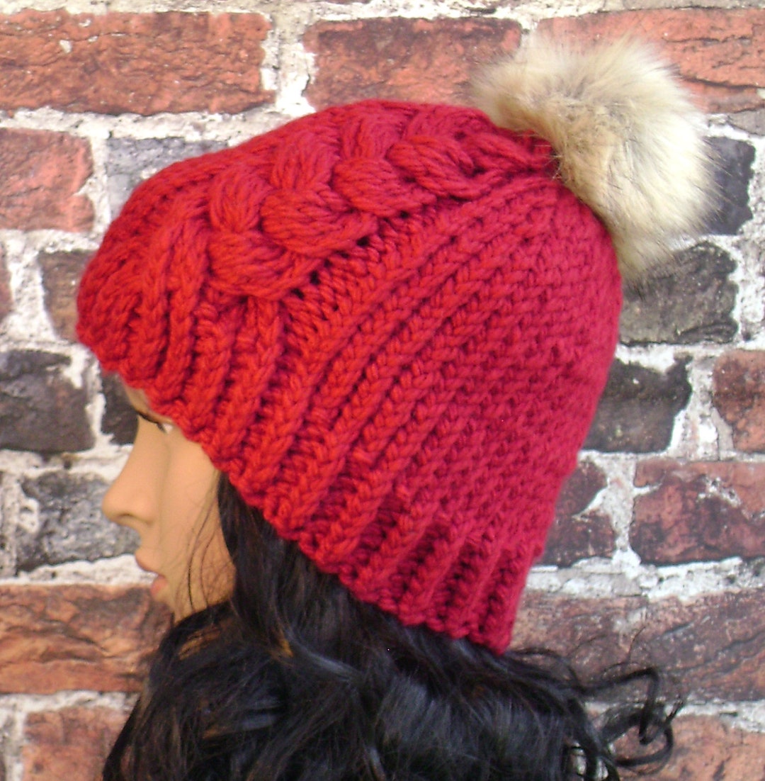 Knitting Pattern Knit Cable Accent Beanie Super Bulky Yarn - Etsy