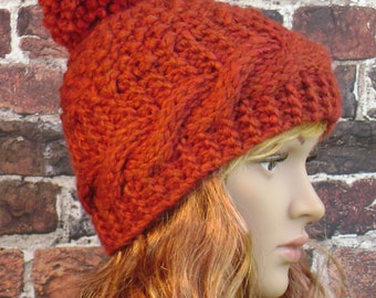 Knitting Pattern, Cable Banded Hat, Flat Knit, Super Bulky Yarn, Instant Download, Womens, Teens, Knit Hat, Accessories