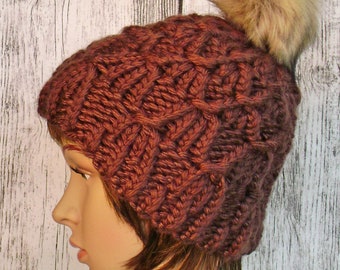 Knitting Pattern, Tassel Stitch Hat, Super Bulky Yarn, Instant Download, Women's, Teens, Knit Hat, Accessories, Flat Knit