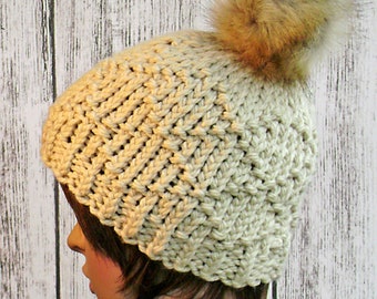 Knitting Pattern, Diamond Knit Hat, Super Bulky Yarn, Instant Download, Women's, Teens, Knit Hat, Accessories, Flat Knit