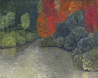 Original Oil Painting Autumn Trees