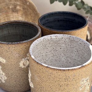 14oz Handmade Ceramic Barnacle Tumbler - coastal cozy drinking cup