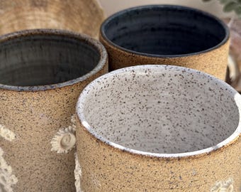 14oz Handmade Ceramic Barnacle Tumbler - coastal cozy drinking cup