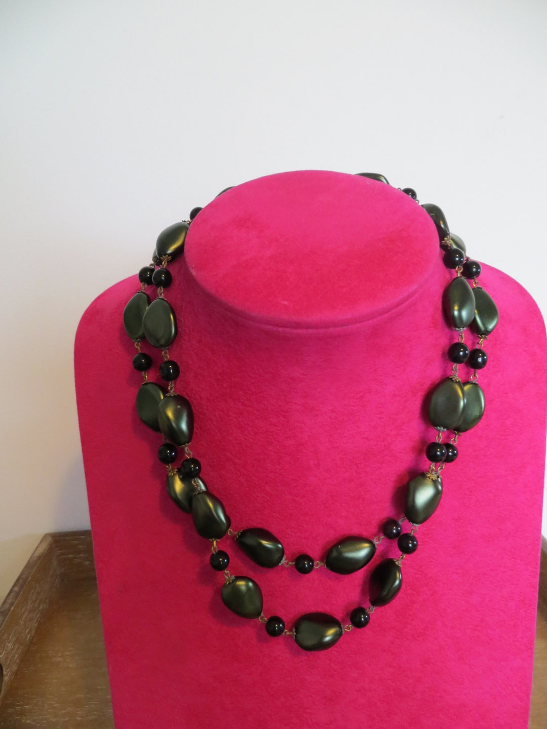 Vintage Glass Bead Necklace Etsy