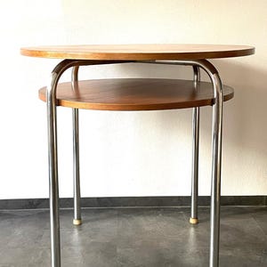 Bauhaus Tubular Steel Table by Petr Vichr for Vichr a Spol, modernist chrome cantilever table 1930&#39;s