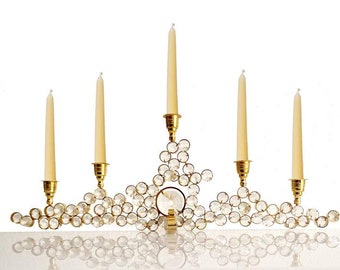 Candelabro Palwa, década de 1960. Candelabro de cristal Palwa Jewel dorado de 24 quilates de Erns Palme.