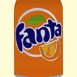 Diseño de bordado de lata de Fanta naranja