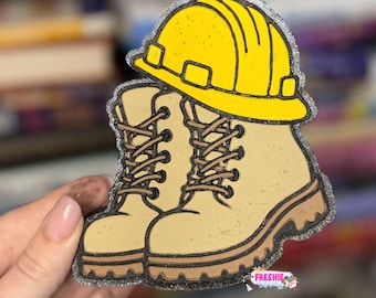 Blue Collar Work Boots & Hard Hat Freshie | Car Air Freshener
