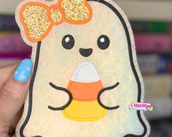 Ghost with Candy Corn Car Freshie | Scented Freshy