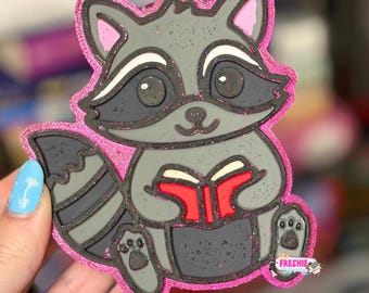 Reading Racoon Car Freshie | Scented Freshy