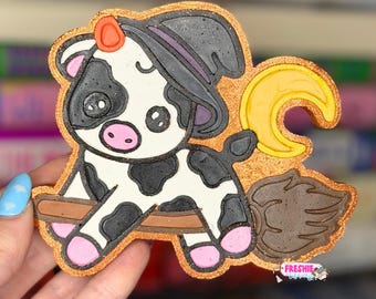 Witchy Cow on Broom Car Freshie | Scented Freshy