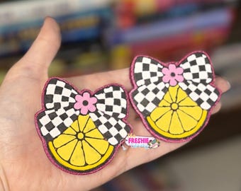 Lemon Checkered Bow Vent Clips Freshie |  Car Air Freshener