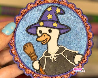 Witchy Goose Round Frame Car Freshie | Scented Freshy