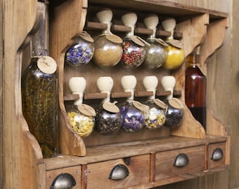 Buy Retro Style Wooden Spice Racks With 10 Bubbles Wood Stain