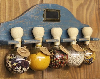 wall-mounted shelf for 5 spices (Beauty patina)