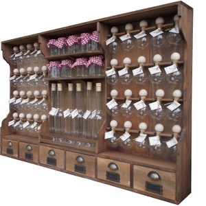 Spice rack with 40 bubbles, 6 oil bottles, and 10 jars. (wood finish) image 2