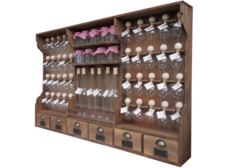 Spice rack with 40 bubbles, 6 oil bottles, and 10 jars. (wood finish) image 2
