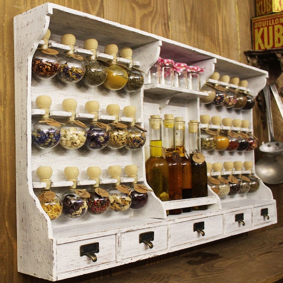 White Patina Wooden Shelves