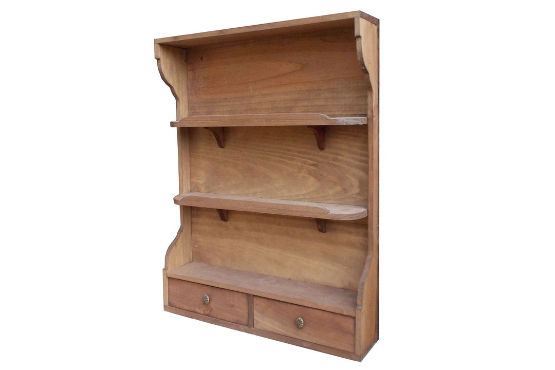 View of Handcrafted Wooden Spice Rack – Kitchen Wall Shelf – 52 X 45 Cm - Etsy