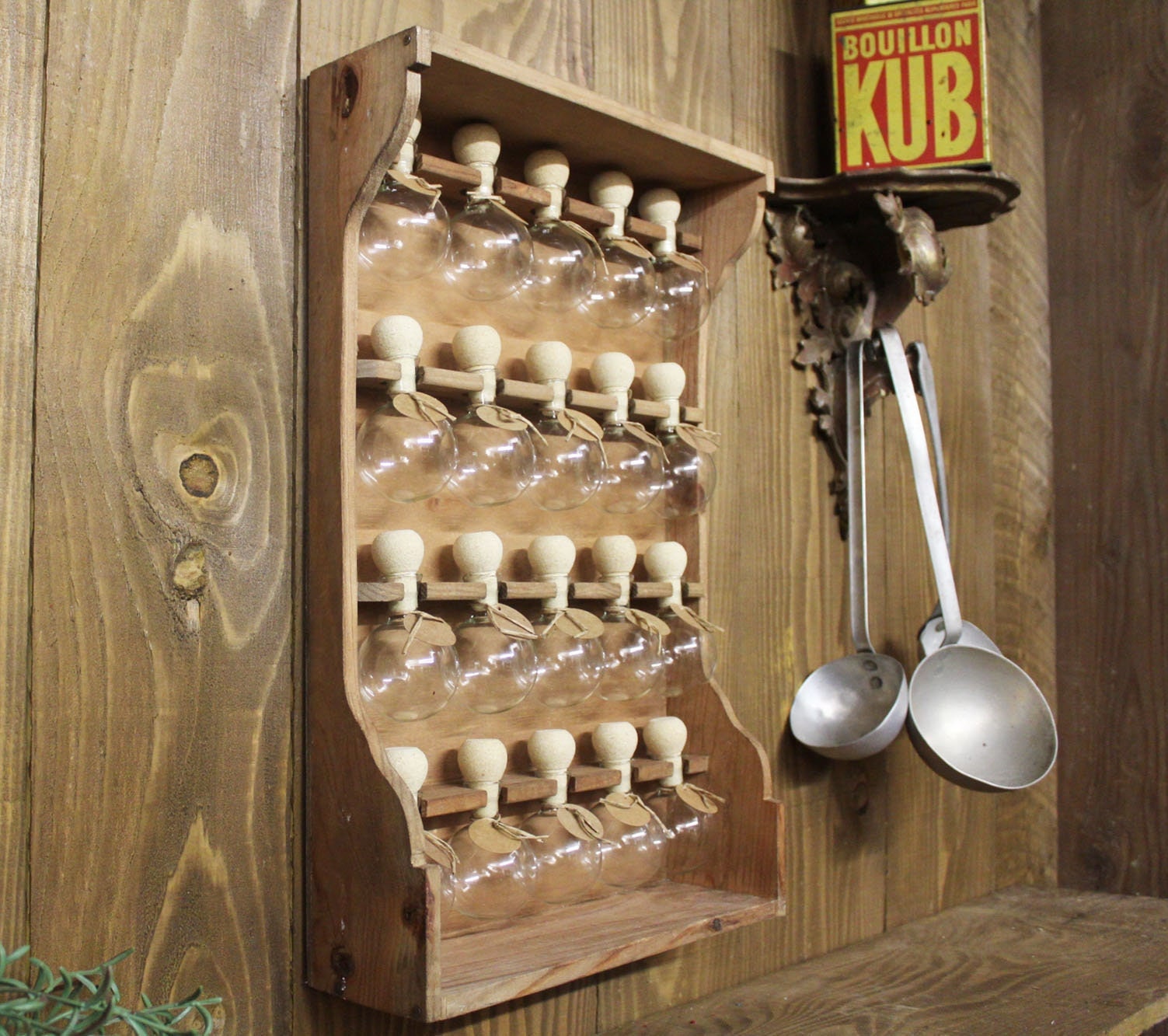 Wooden Spice Rack Vintage Style Kitchen Storage With 20 Etsy UK